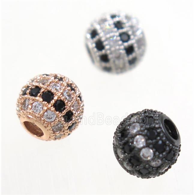 round copper beads paved zircon, mix color