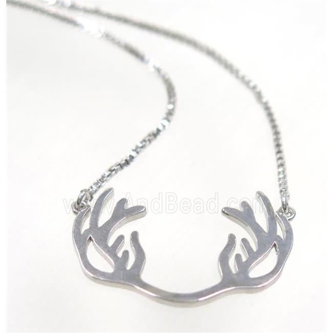 copper antler necklace, platinum plated