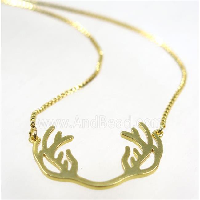 copper antler necklace, gold plated
