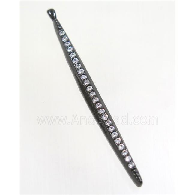 copper stick pendant paved zircon, black plated