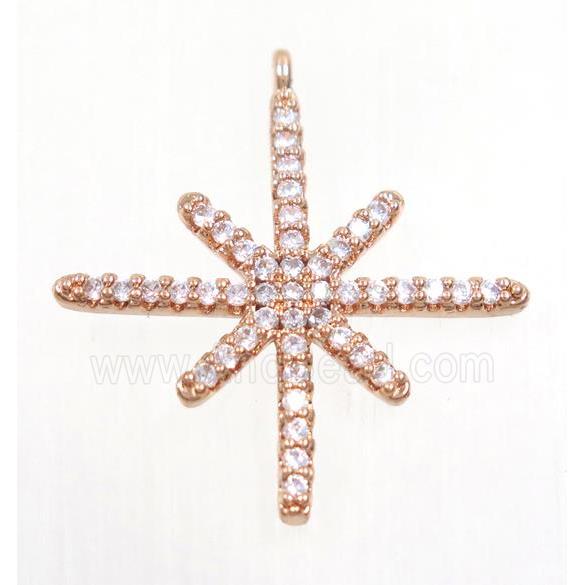 copper northStar pendant paved zircon, rose gold