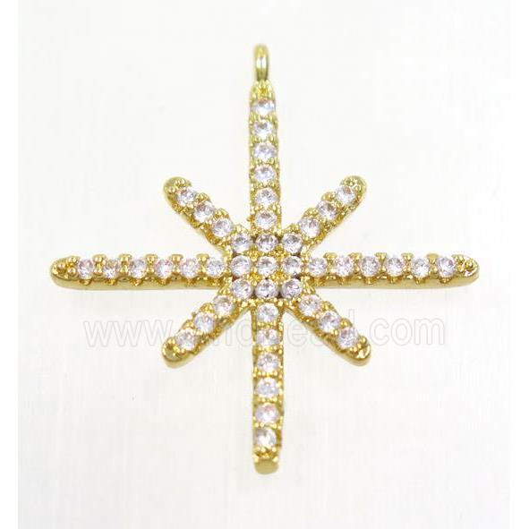 copper northStar pendant paved zircon, gold plated
