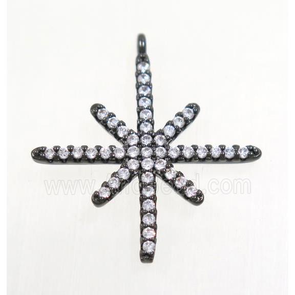 copper northStar pendant paved zircon, black plated