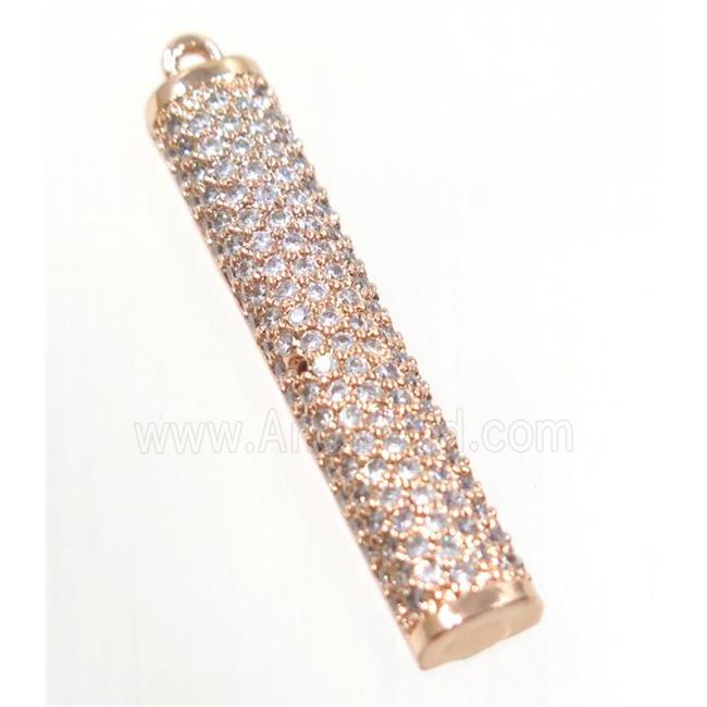 copper stick pendant paved zircon, rose gold