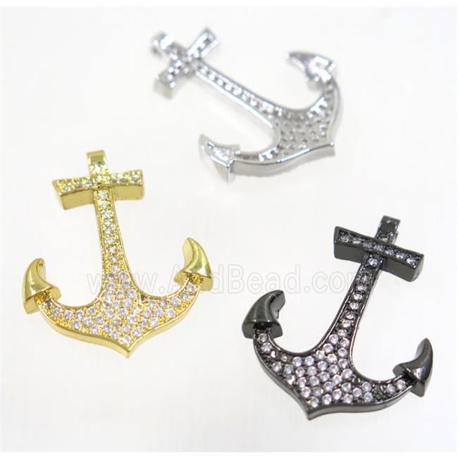 copper anchor pendant paved zircon, mix color