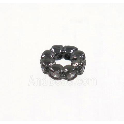 copper rondelle beads paved zircon, black plated