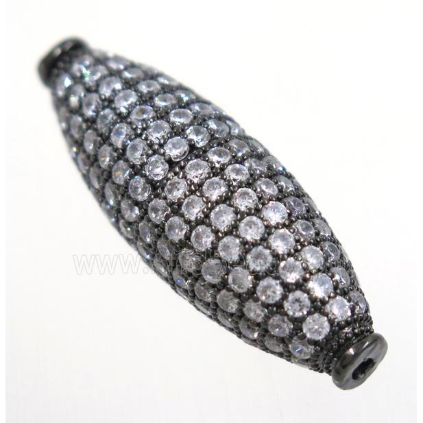 copper oval bead paved zircon, black plated