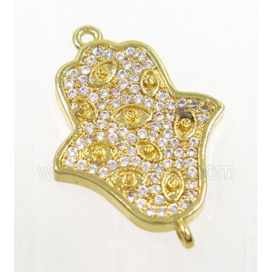 copper connector paved zircon, gold plated