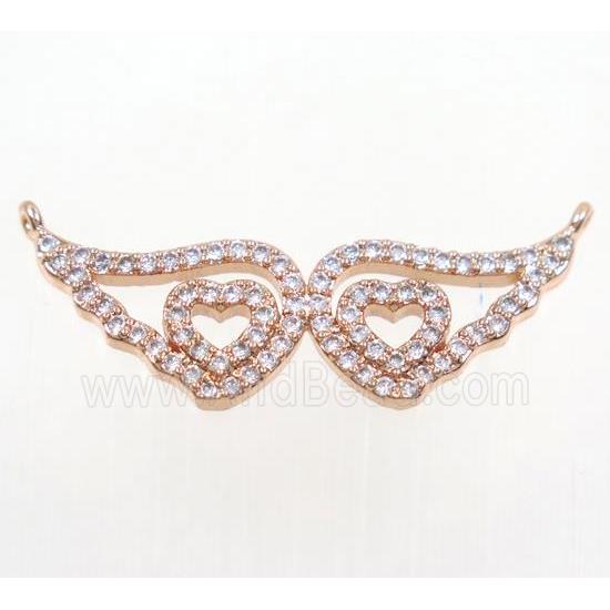 copper eye protected connector paved zircon, rose gold