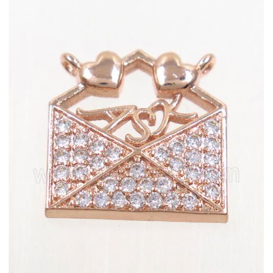 copper pendant paved zircon, rose gold