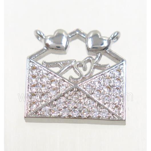 copper pendant paved zircon, platinum plated