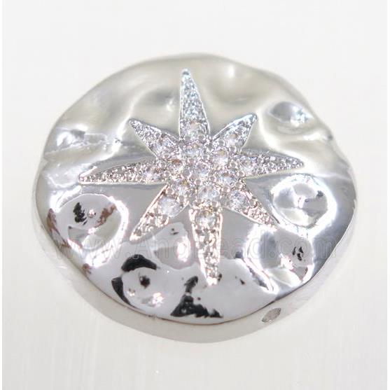 copper bead paved zircon with northStar, platinum plated