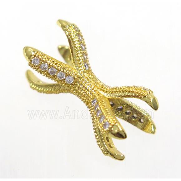 copper beadholder charm paved zircon, gold plated