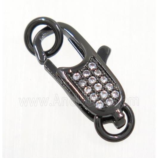 copper clasp pave zircon, black plated