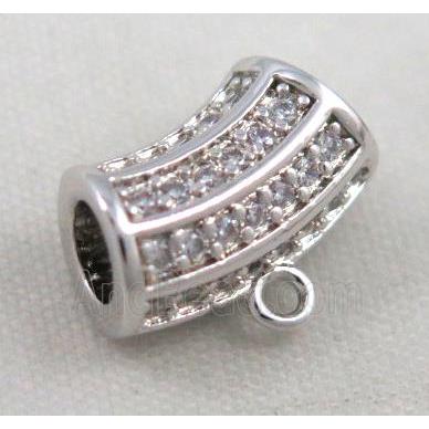 copper hanger bail pave zircon, platinum plated