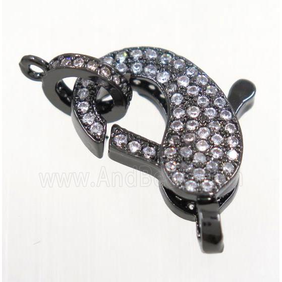 copper Lobster Clasp pave zircon, black plated