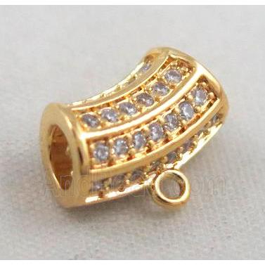 copper hanger bail pave zircon, gold plated