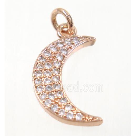 copper Moon pendant paved zircon, rose gold