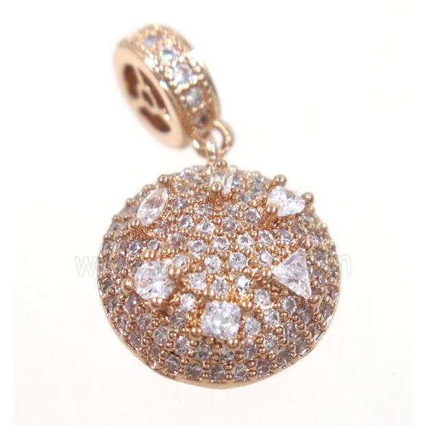 copper pendant paved zircon, rose gold