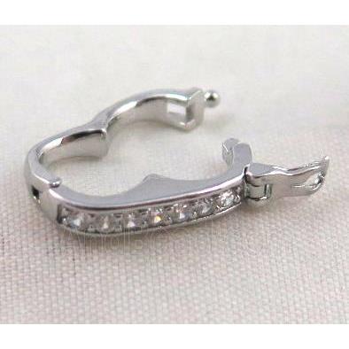 Zircon copper clasp, platinum plated