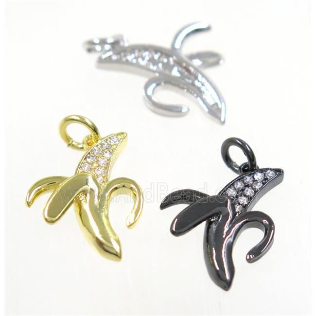 copper Banana pendant paved zircon, mix color