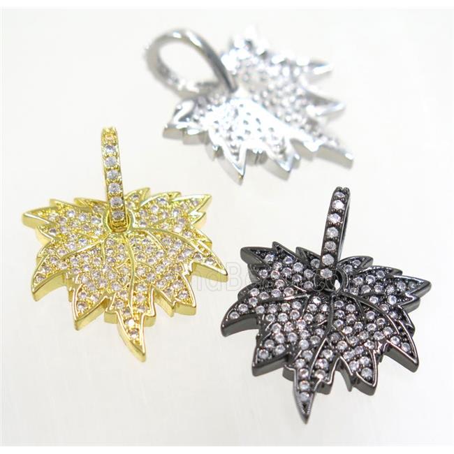 copper Maple Leaf pendant paved zircon, mix color