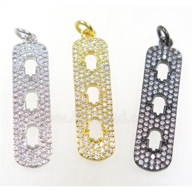 copper Hamsahand pendant paved zircon, mix color