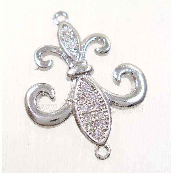 copper anchor connector paved zircon, platinum plated