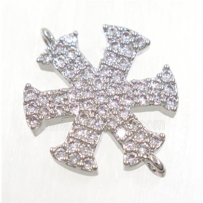 copper snowflake connector paved zircon, platinum plated