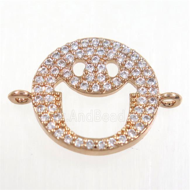 copper emoji face connector paved zircon, rose gold