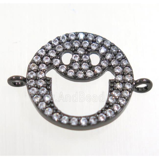 copper emoji face connector paved zircon, black plated