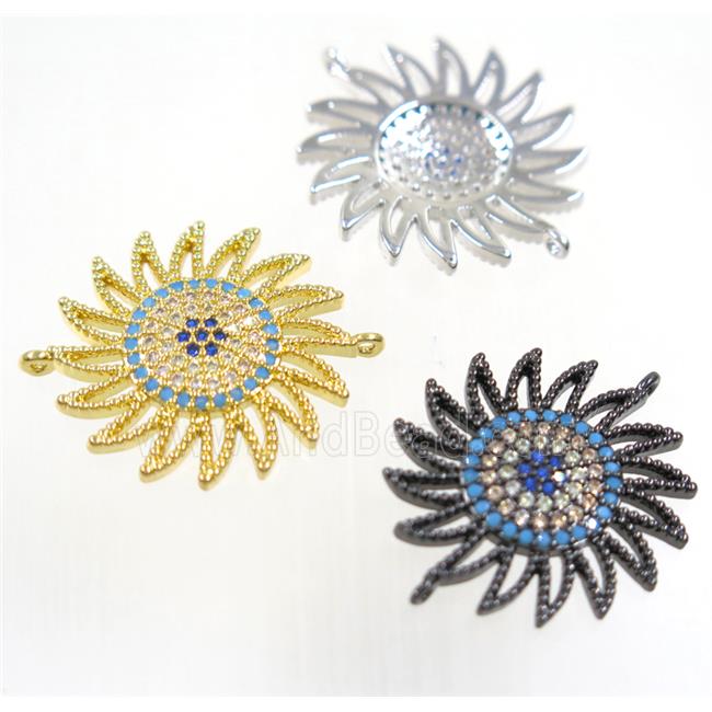 copper sunflower connector paved zircon, mix color