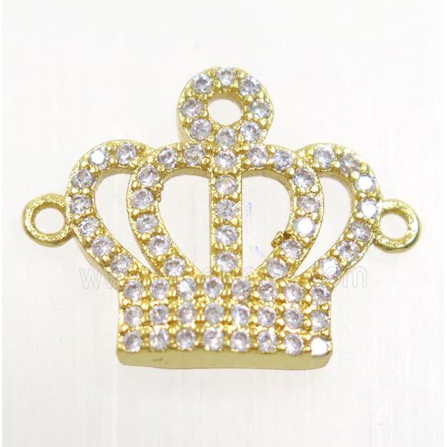 copper crown connector paved zircon, gold plated