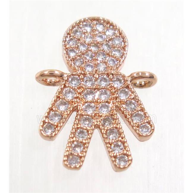copper boy connector paved zircon, rose gold