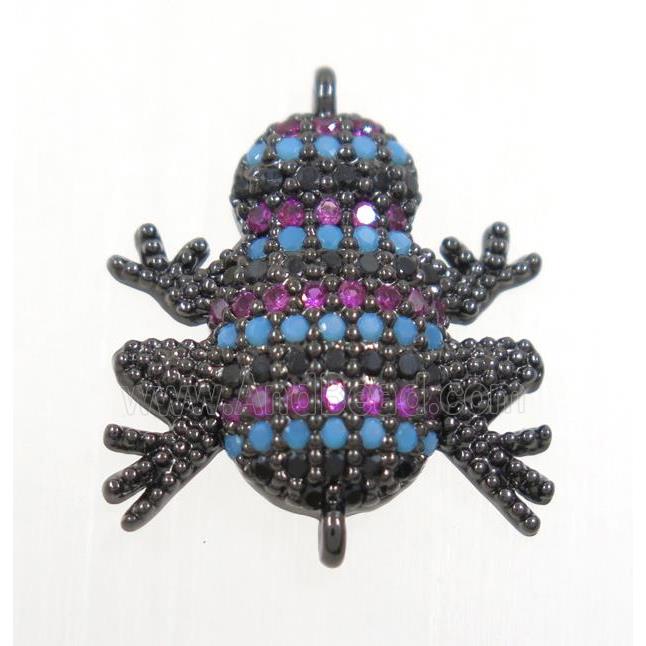 copper frog connector paved zircon, black plated