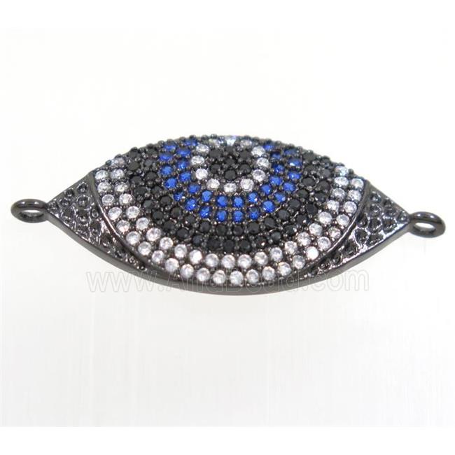 copper eye connector paved zircon, black plated