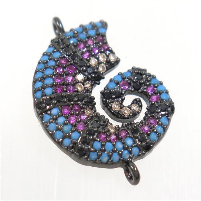 copper snail connector paved zircon, black plated