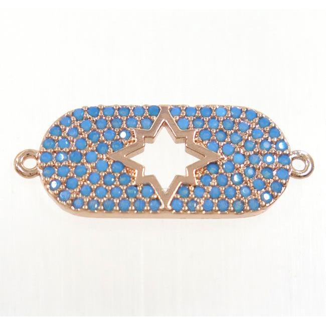 copper northstar connector paved zircon, turq, rose gold