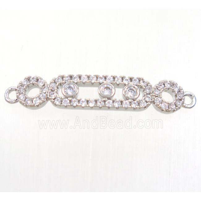 copper connector paved zircon, platinum plated