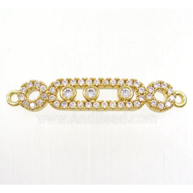 copper connector paved zircon, gold plated