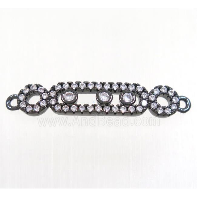 copper connector paved zircon, black plated