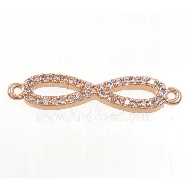 copper infinity connector paved zircon, rose gold