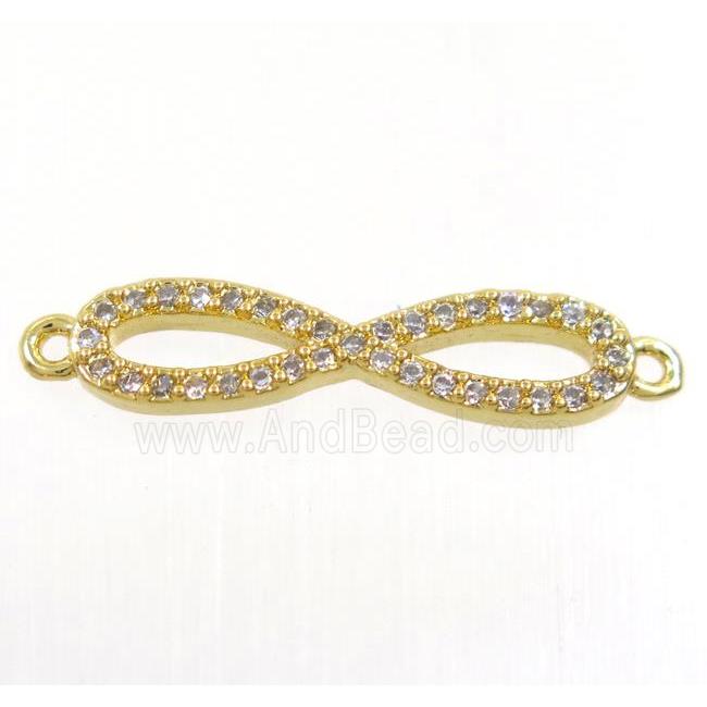 copper infinity connector paved zircon, gold plated