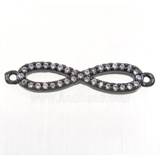 copper infinity connector paved zircon, black plated