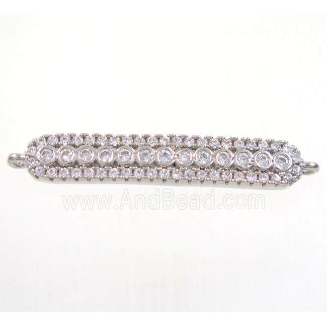 copper stick connector paved zircon, platinum plated