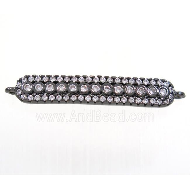 copper stick connector paved zircon, black plated