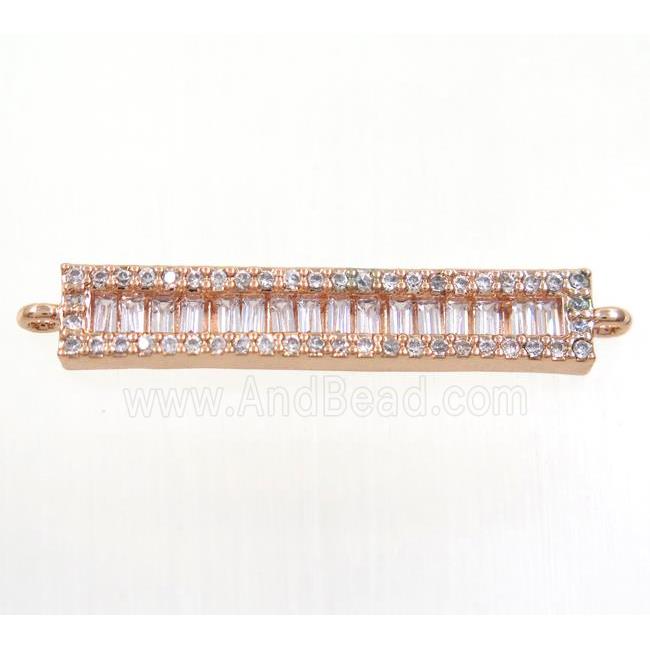 copper stick connector paved zircon, rose gold