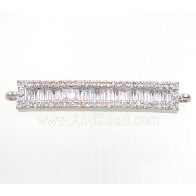 copper stick connector paved zircon, platinum plated