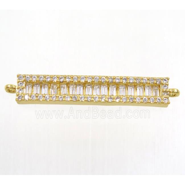 copper stick connector paved zircon, gold plated
