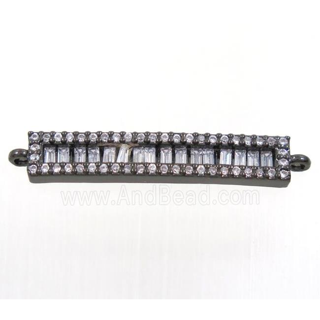 copper stick connector paved zircon, black plated